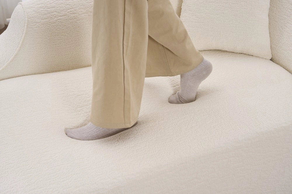 Divano letto 2 posti ¨C Minimal ¨C Crema in tessuto chenille