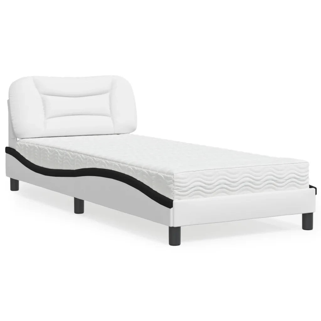 Letto con Materasso Hvar Nero e Bianco 80x200 cm in Similpelle 3208688