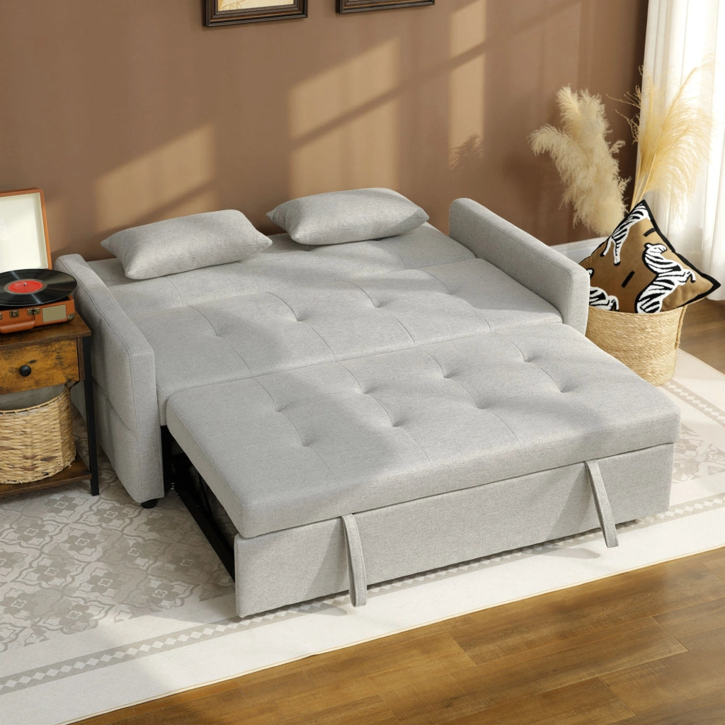 Divano Letto 2 Posti Clic Clac ¨C Xylo ¨C Tessuto Marrone Chiaro con 2 Cuscini