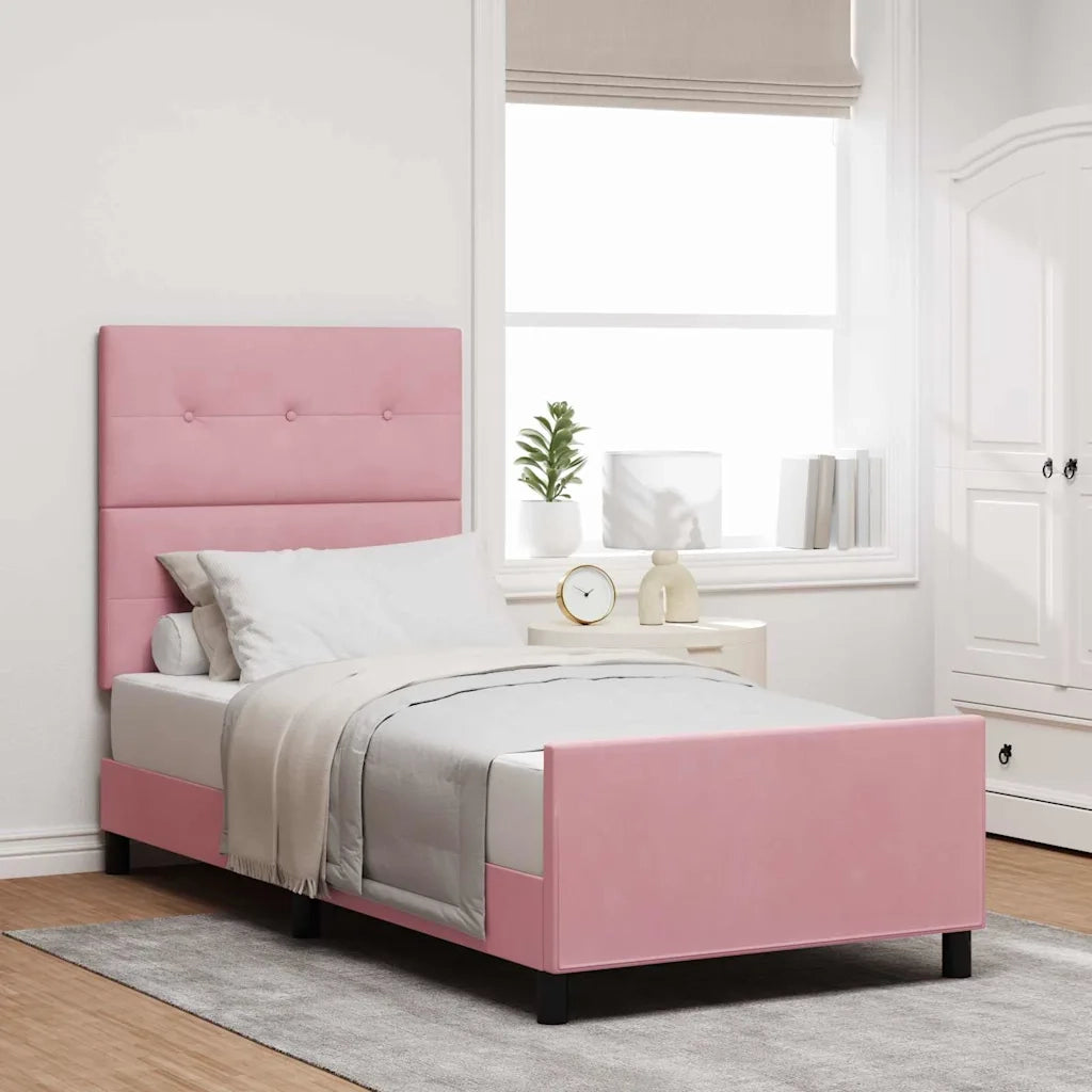 Letto a molle con testiera Rosa 90 x 200 cm Velluto 3344920