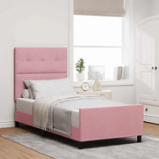 Letto a molle con testiera Rosa 90 x 200 cm Velluto 3344920