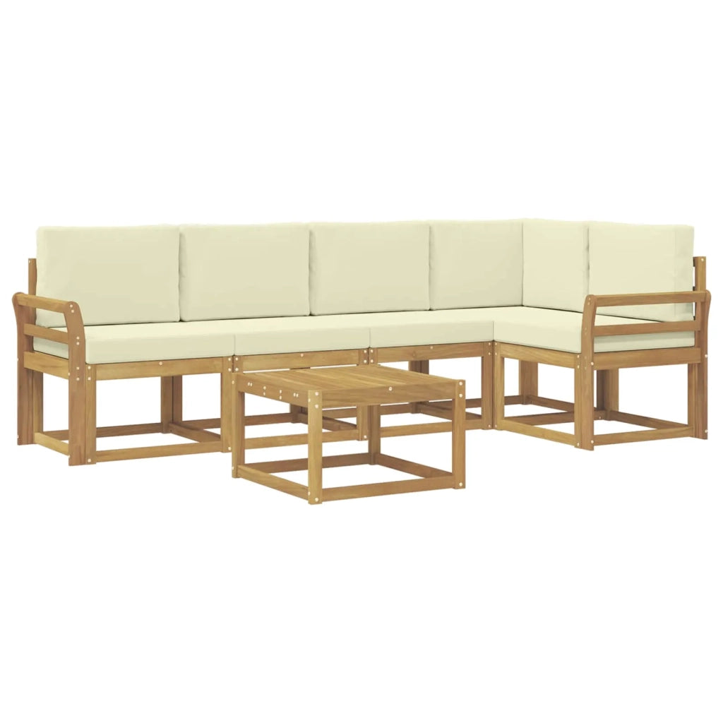 Set di divani da esterno 6 pz Bianco e Crema 3387664