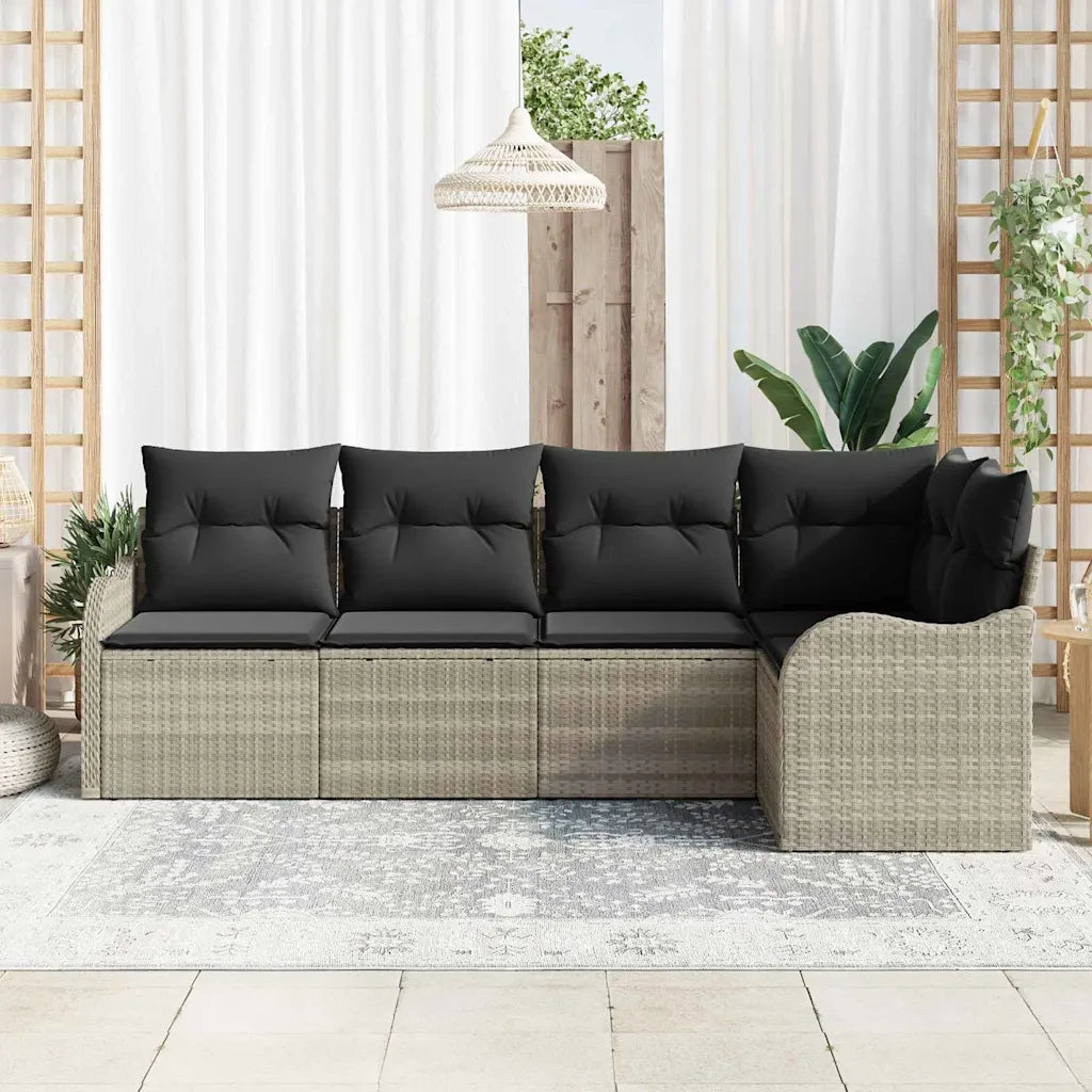 Set Divano da Giardino 5 pcs Grigio chiaro polyrattan