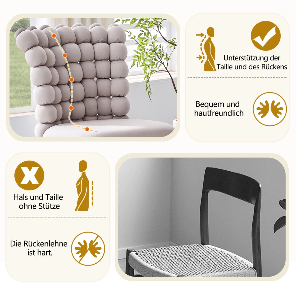SEDIA da pranzo 71x57x54 cm in velluto grigio chiaro Set da 2 pezzi