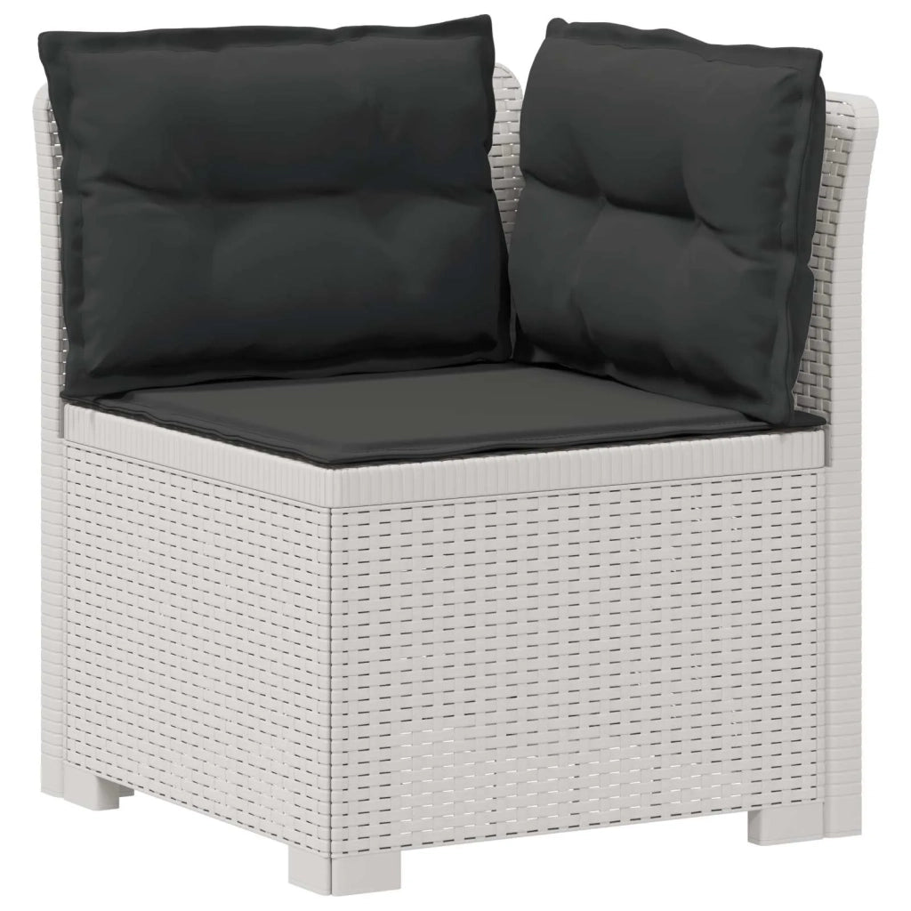 Divano da Giardino 5 Posti con Cuscini Stile Rattan PP Bianco 3443915