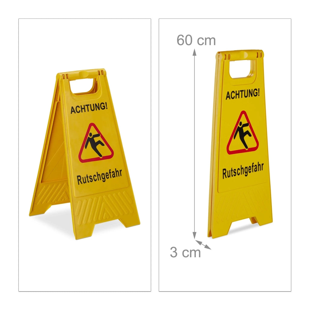 Set di 3 cartelli di segnalazione pieghevoli sicurezza pavimento scivoloso 30 x 40 cm in plastica gialla 13_0014302