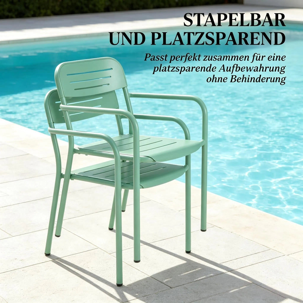 Set 2 sedie da giardino moderne, design compatto, impilabili