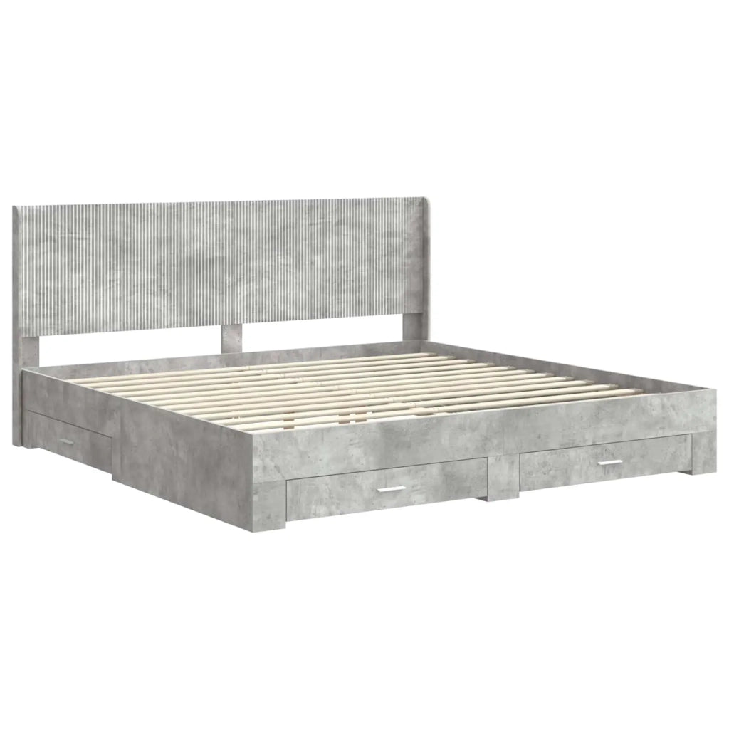 Struttura del letto con stoccaggio e testata Grigio Cemento 3414076