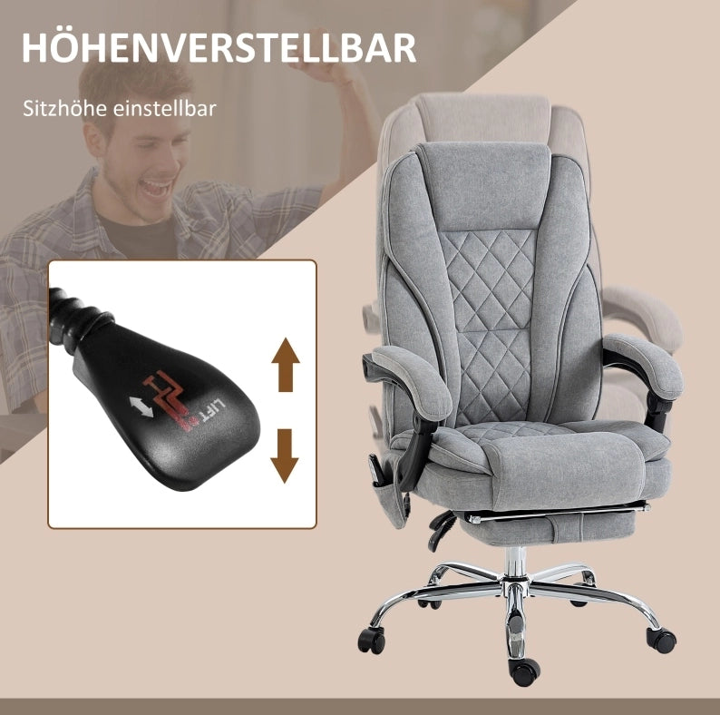 Sedia da ufficio ergonomica con massaggio, calore e poggiapiedi