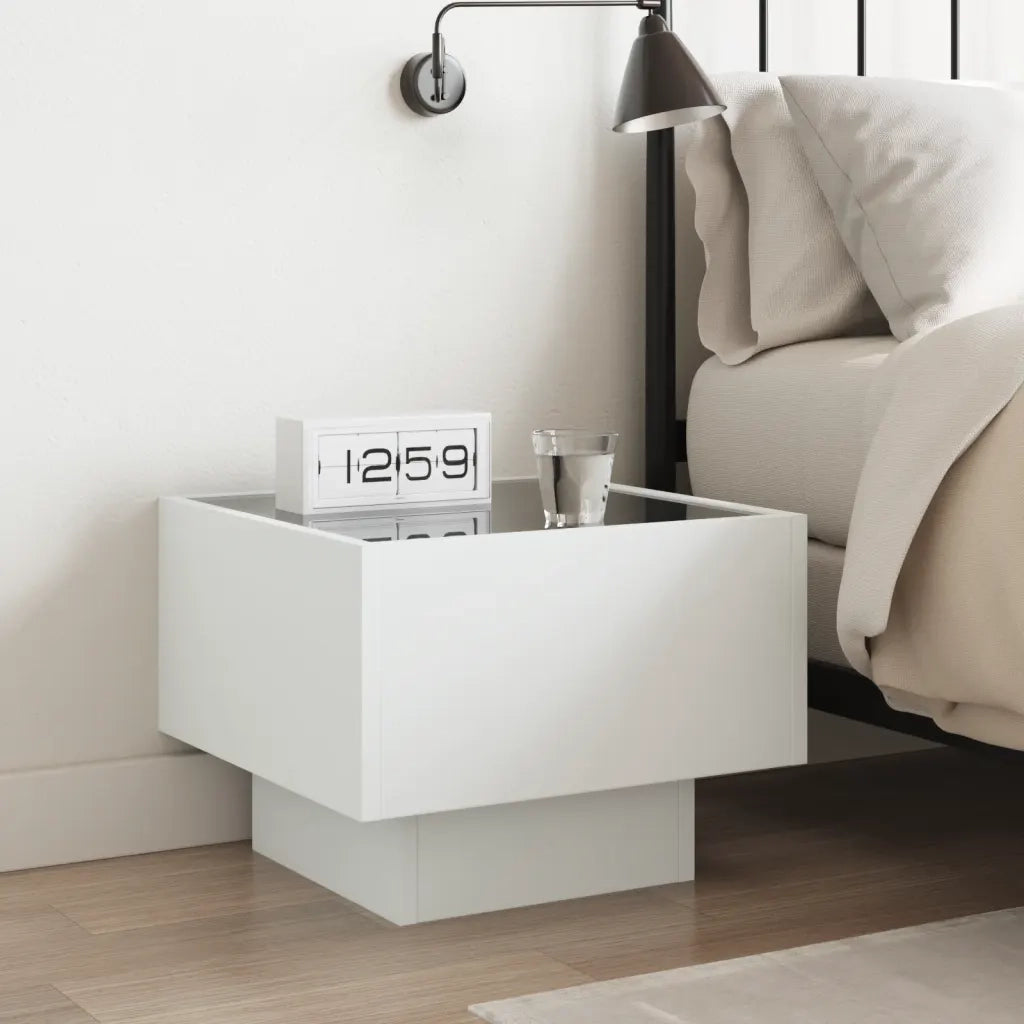 Comodino con LED Infinity Bianco 40x40x30 cm 3284063