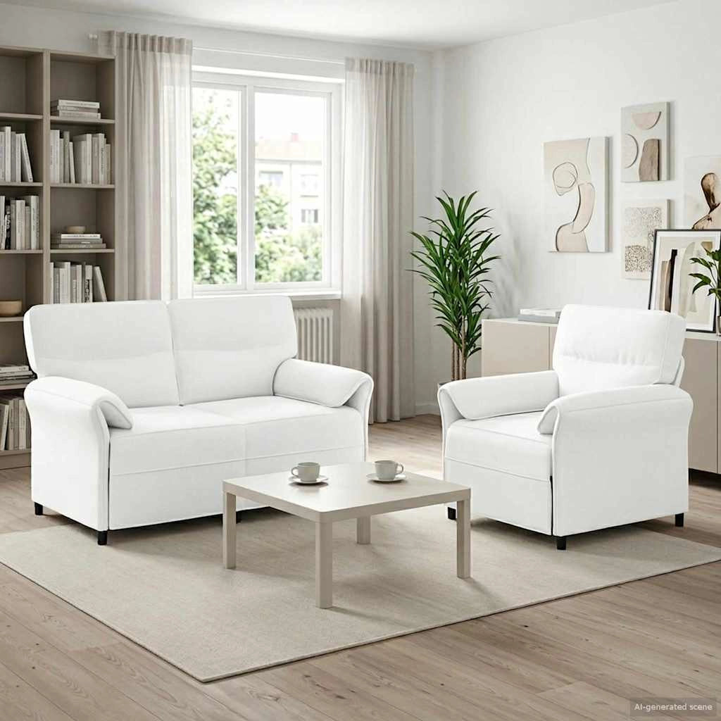Set di divani 2 pz Bianco Tessuto 3424854