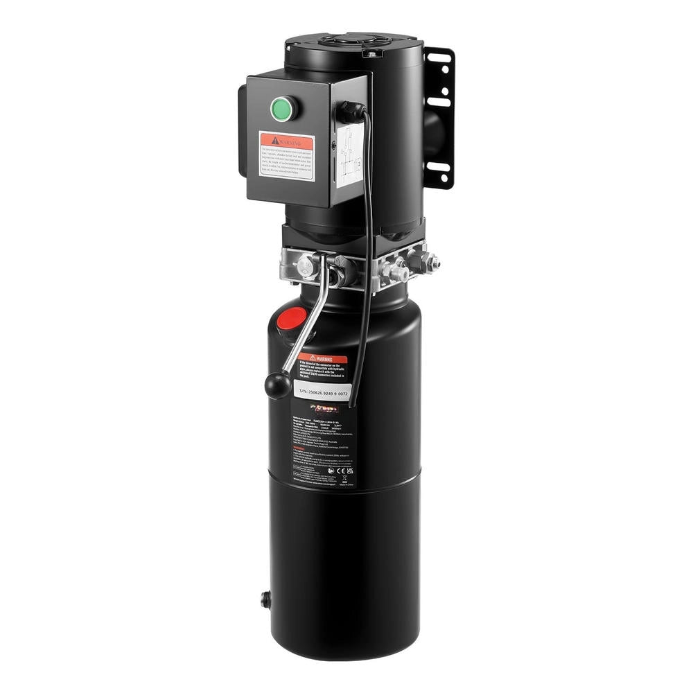 Hydraulic Pump, Hydraulic Power Unit, AC 220 V, 10 Qt Single-acting Hydraulic Unit, 6.3 L/min Oil Flow, Max. Delivery Pressure 22 MPa For Dump Trucks, Car Repair Shops, Car Lifts, Black