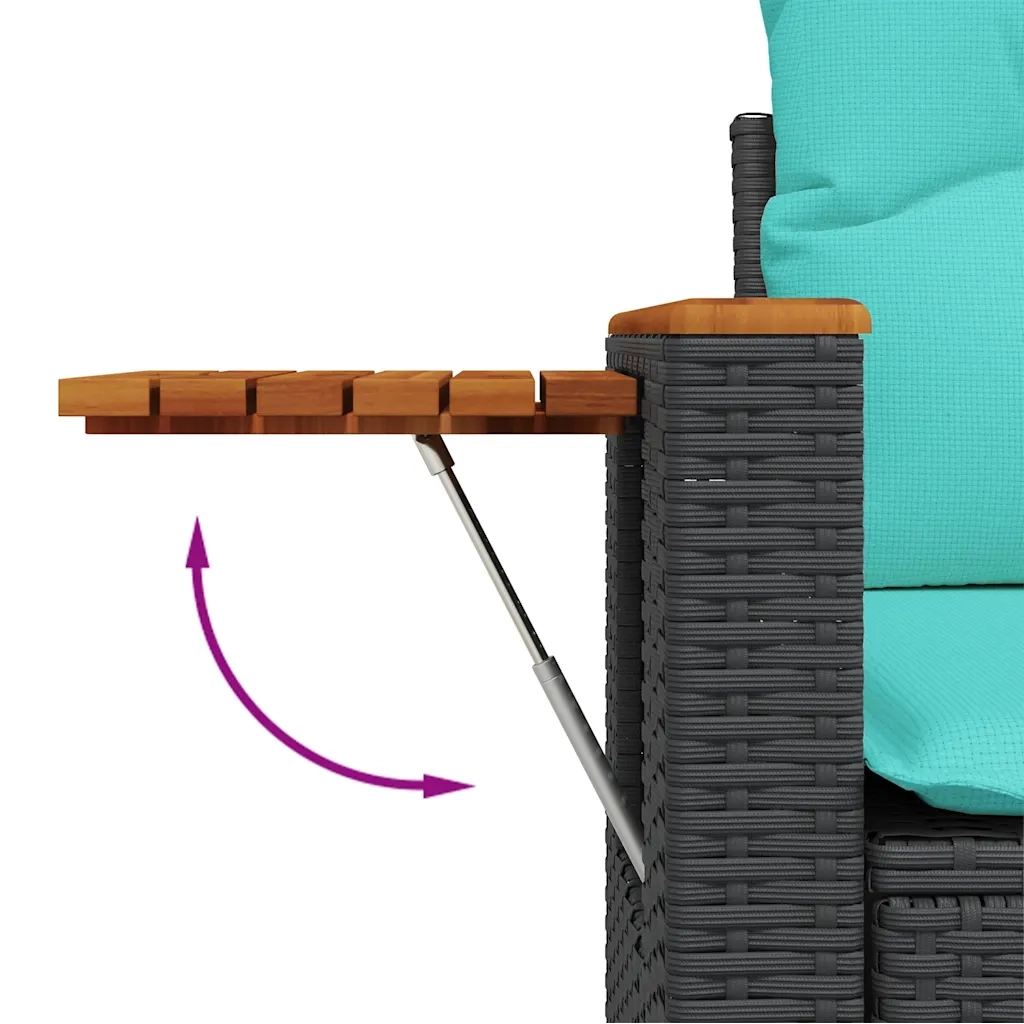 Set Divani da Giardino 10 pz con Cuscini Nero in Polyrattan 3227149