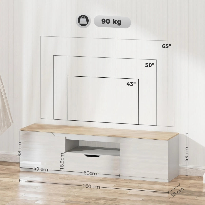 Mobile porta TV bianco e naturale 160 cm