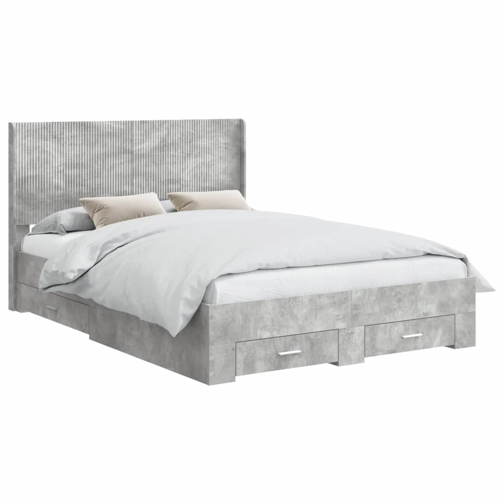 Struttura del letto con stoccaggio e testata Grigio Cemento 3414128