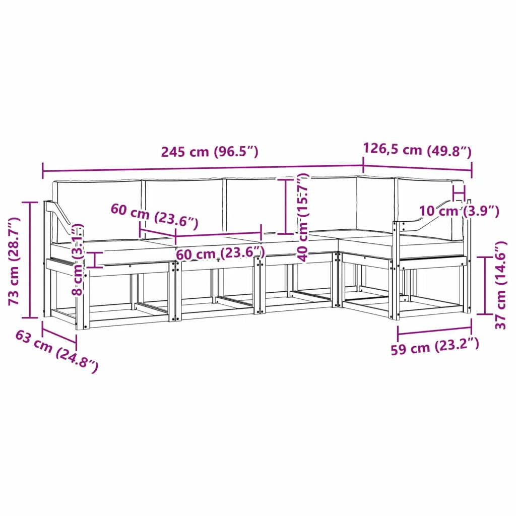 Set di divani da esterno 5 pz Bianco e Beige 3387647