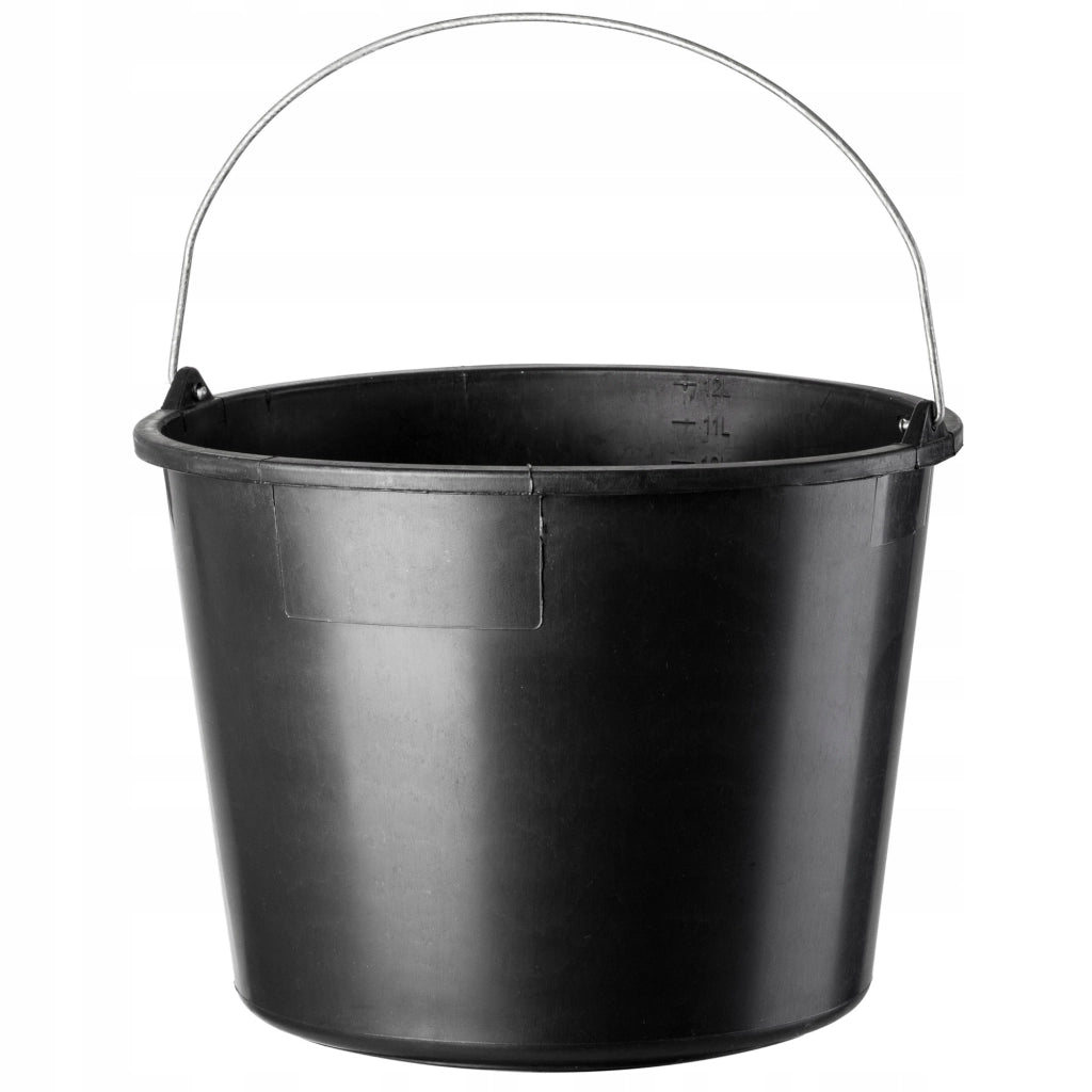 Secchio da costruzione KADAX 12L in plastica per uso domestico, giardinaggio, resistente, malta nera