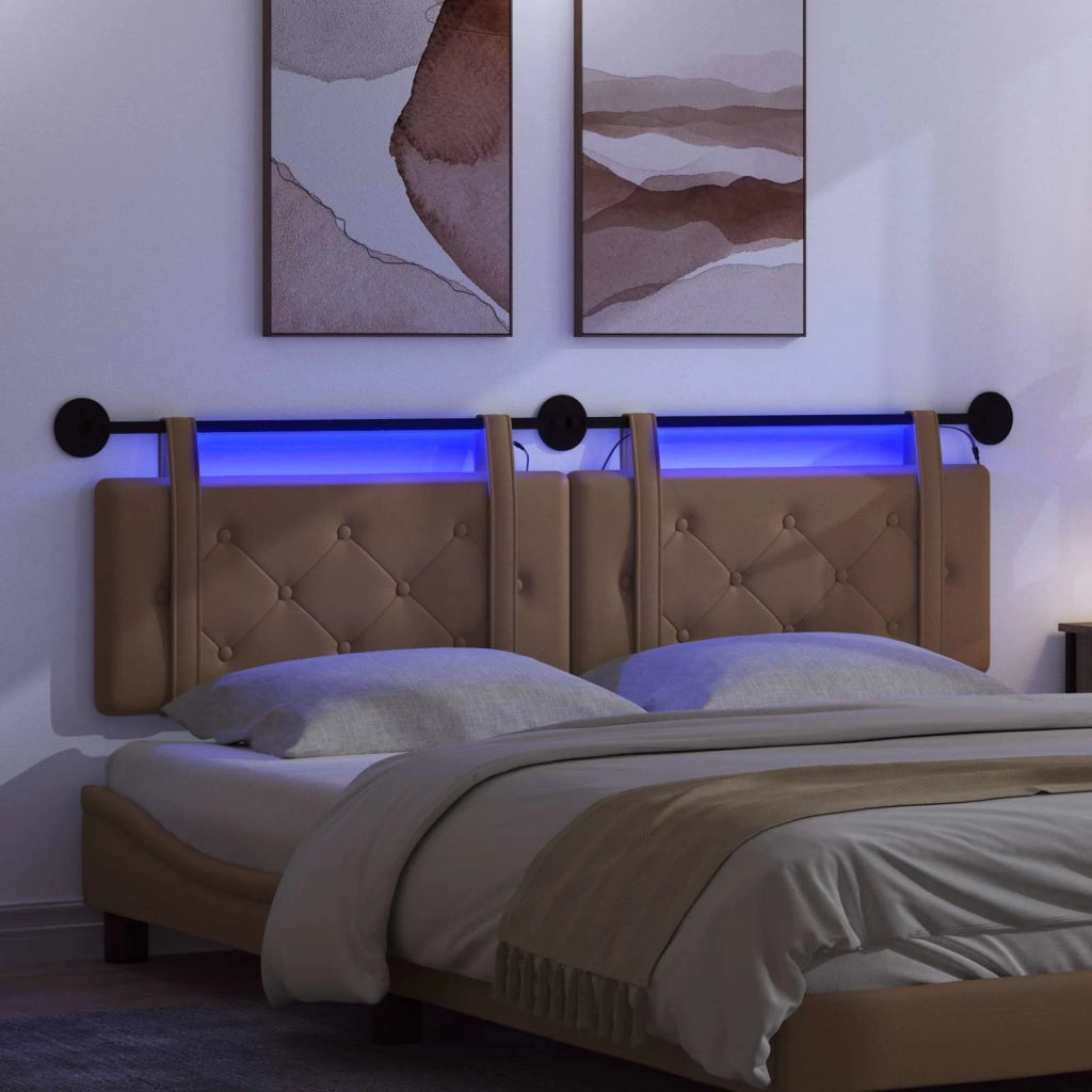 Testiera | Testata sospesa Con luce LED Cappuccino Similpelle