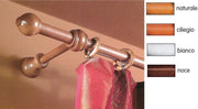 BASTONE TENDA LEGNO CILIEGIO 2,3X200CM CON 2 SUPPORTI DA CM.15 A STRAPPO