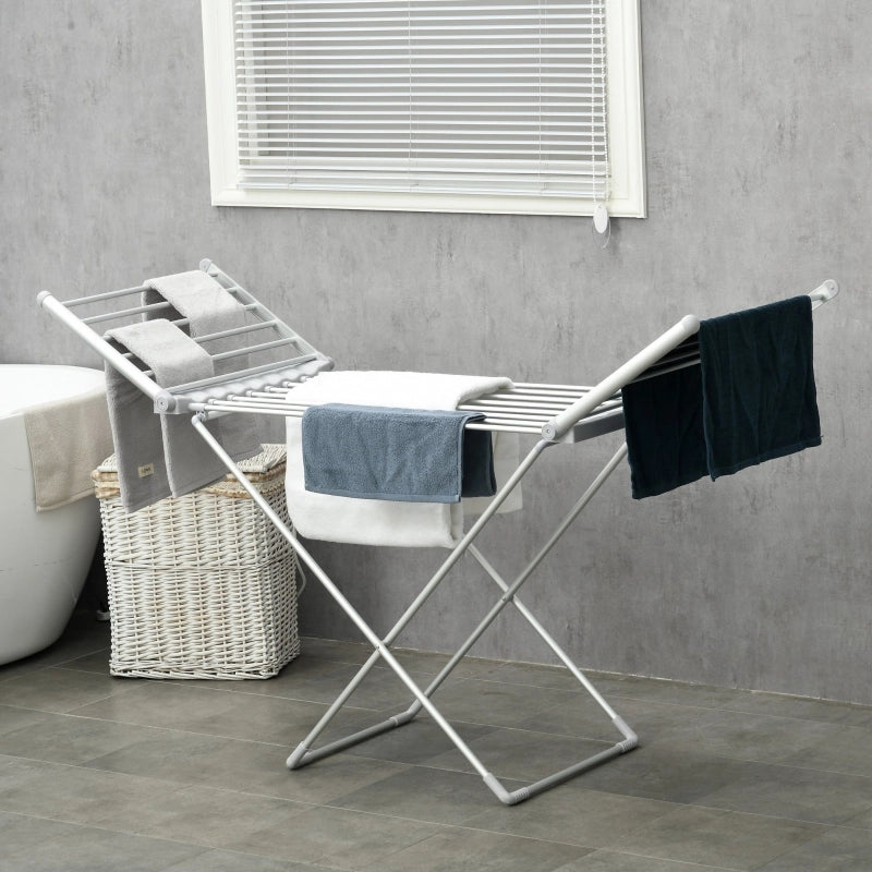Stendibiancheria elettrico 144x53x91 cm pieghevole in lega di alluminio argento