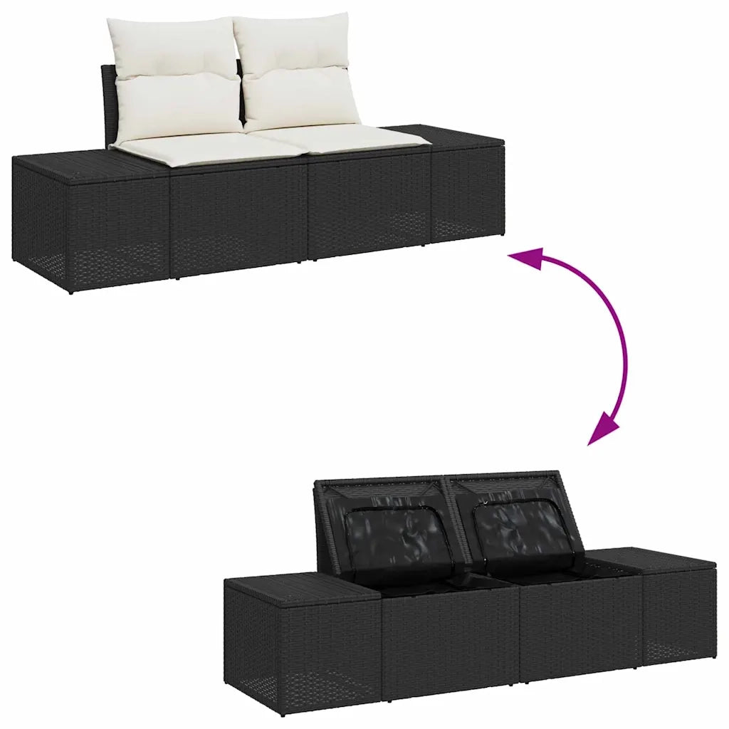 Set Divano da Giardino 7 pcs Nero e Crema polyrattan 3355766