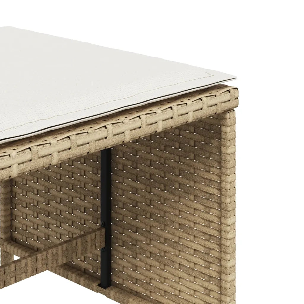 Sgabelli Giardino con Cuscini 4 pz Beige 40x40x35 cm Polyrattan CFW8313474