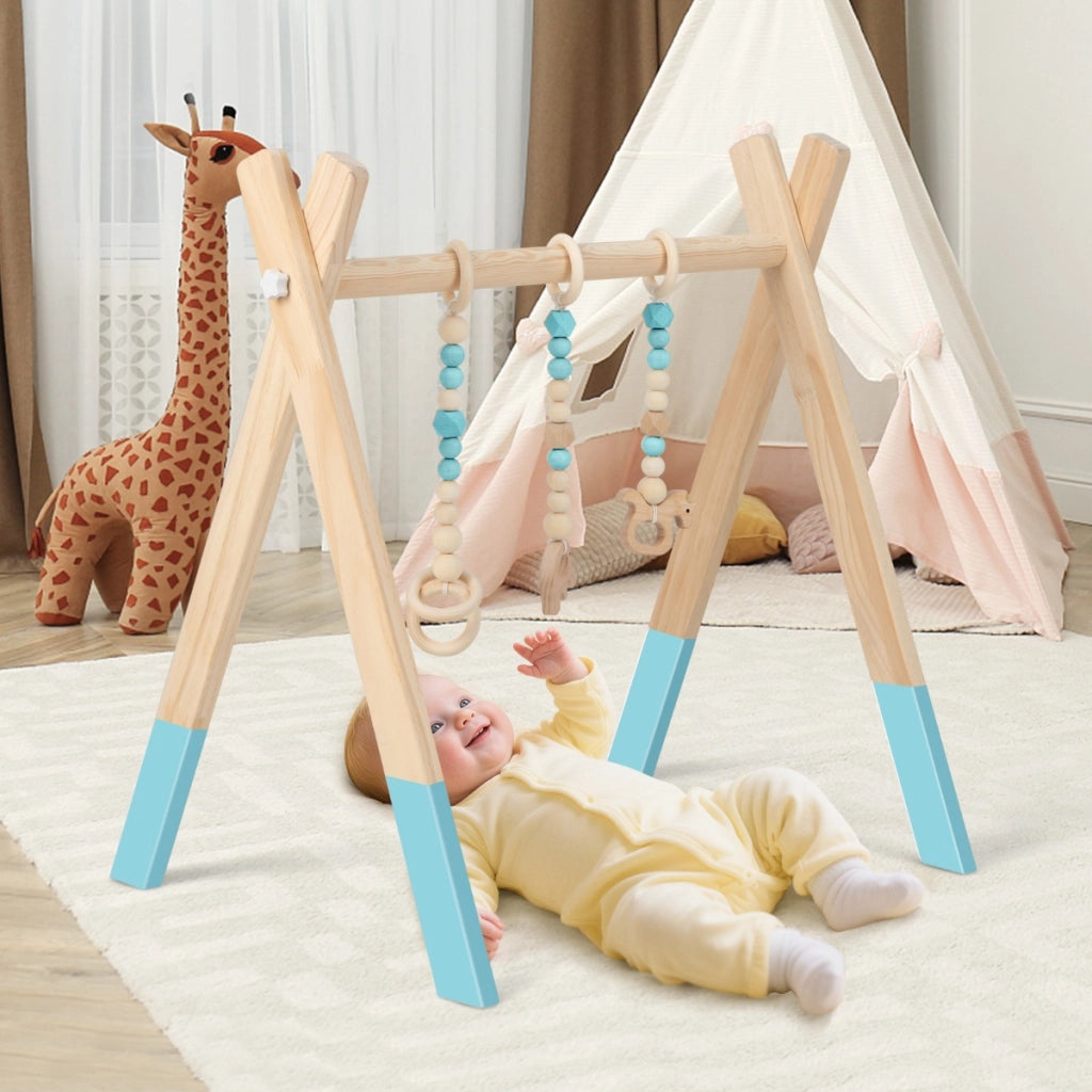 Palestrina con giocattoli pieghevole per bambini + 3 mesi, Centro di attivit¨¤ di legno 60x44x60cm Verde