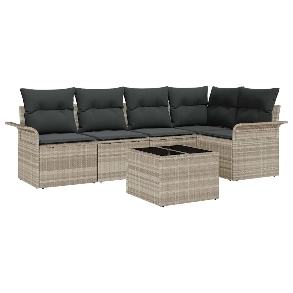 Set Divano da Giardino con cuscino 6 pcs Grigio polyrattan 3345372