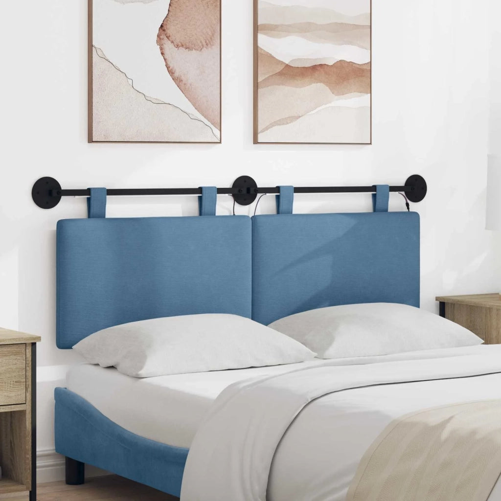 Testiera | Testata sospesa Con luce LED Blu Tessuto in Cords