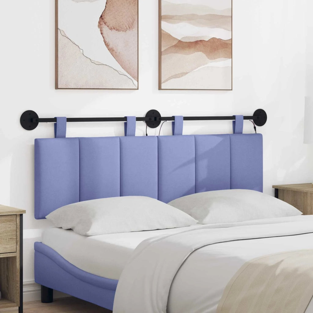 Testiera | Testata sospesa Con luce LED Blu jeans Tessuto