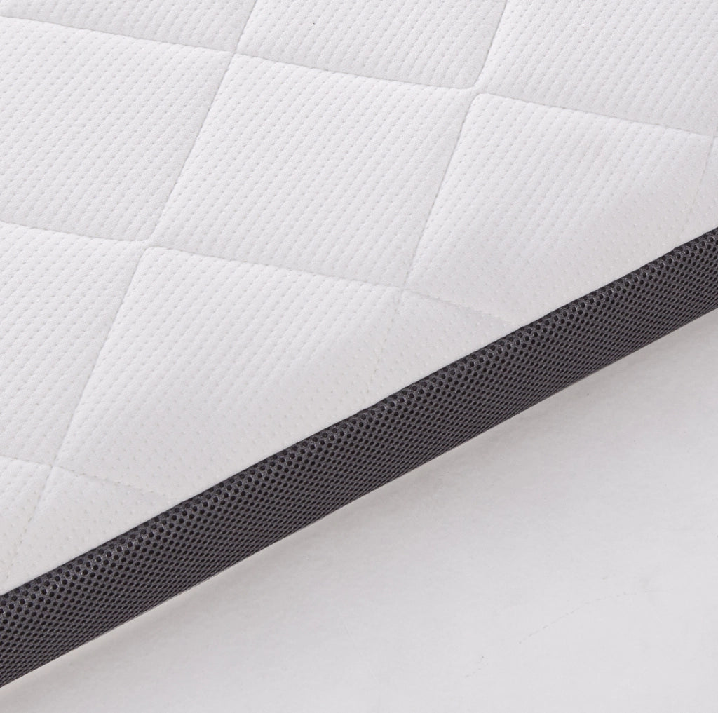 Materasso in schiuma H3 a 7 zone con moduli ergonomici; bianco e grigio