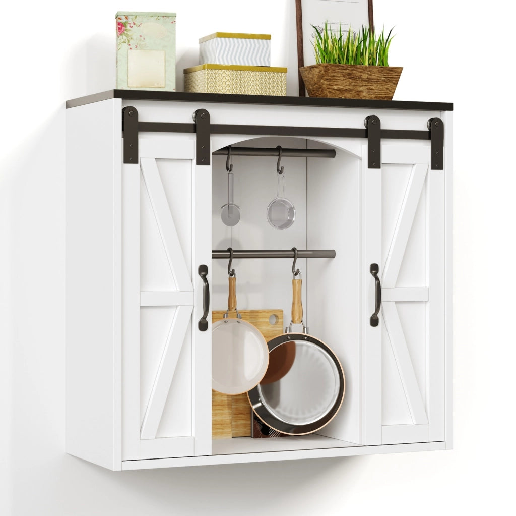Armadio a muro con 2 ante scorrevoli e ripiani regolabili in MDF, 80 x 31 x 76 cm, per cucina, soggiorno e bagno