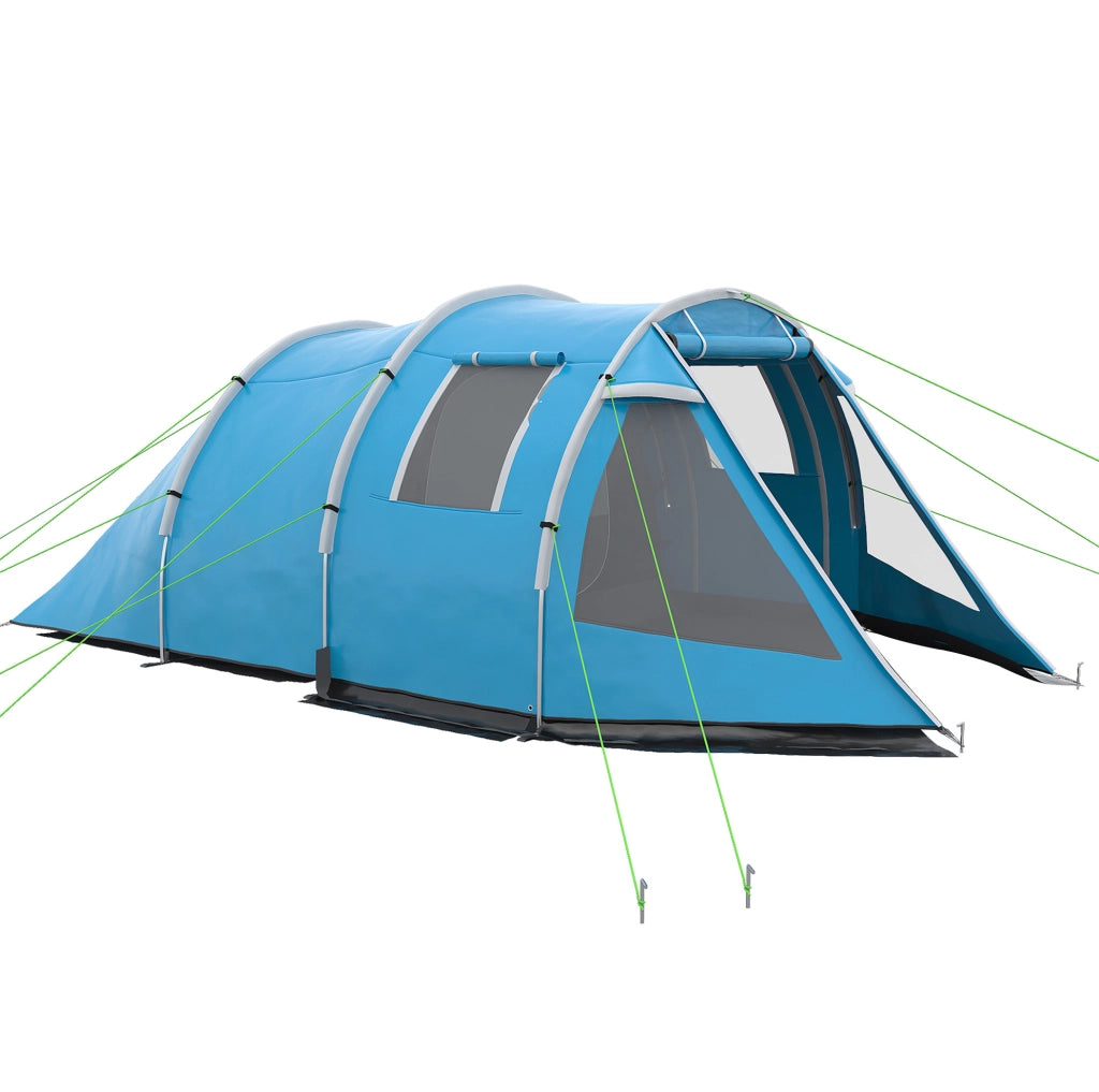 Tenda da campeggio 4 posti con 2 ambienti, blu