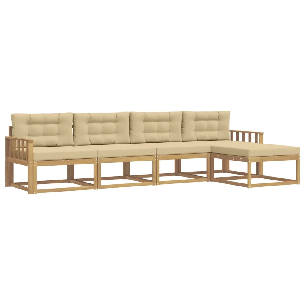 Set di divani da esterno 4 pz Bianco e Beige Poliestere 3386302