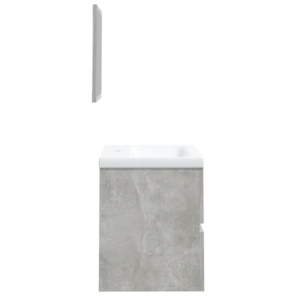 Mobile da Bagno con Lavabo | Armadio Lavabo e Specchio Grigio Cemento