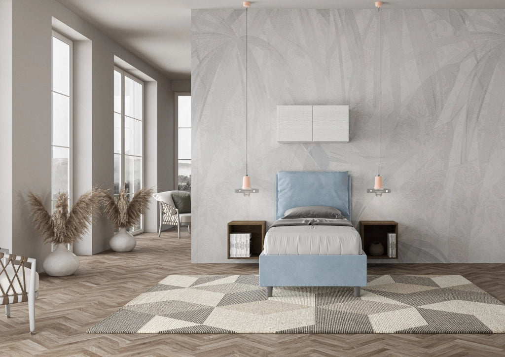 Letto Singolo 80x190 cm con Rete Antea Azzurro