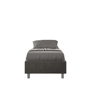 BS COM Letto singolo con rete imbottito 90x190 microfibra grigio