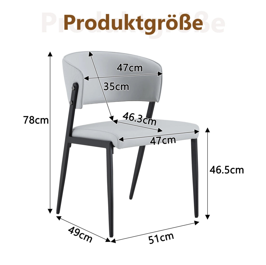 Set di 2 sedie da pranzo moderne grigio chiaro in PU