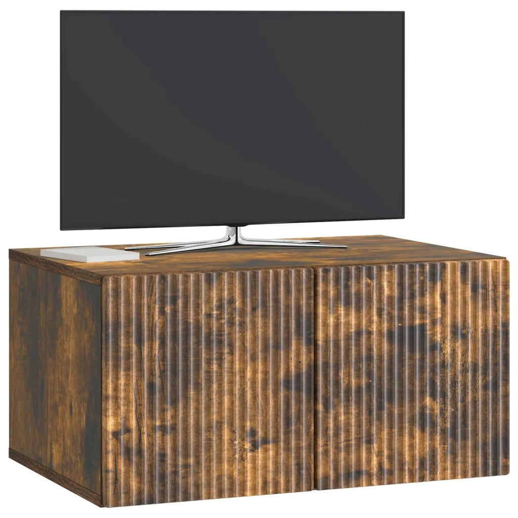 Mobile Porta TV da Muro-Credenza per TV sospesa Rovere Fumo 59,5 x 41 x 30 cm 473260