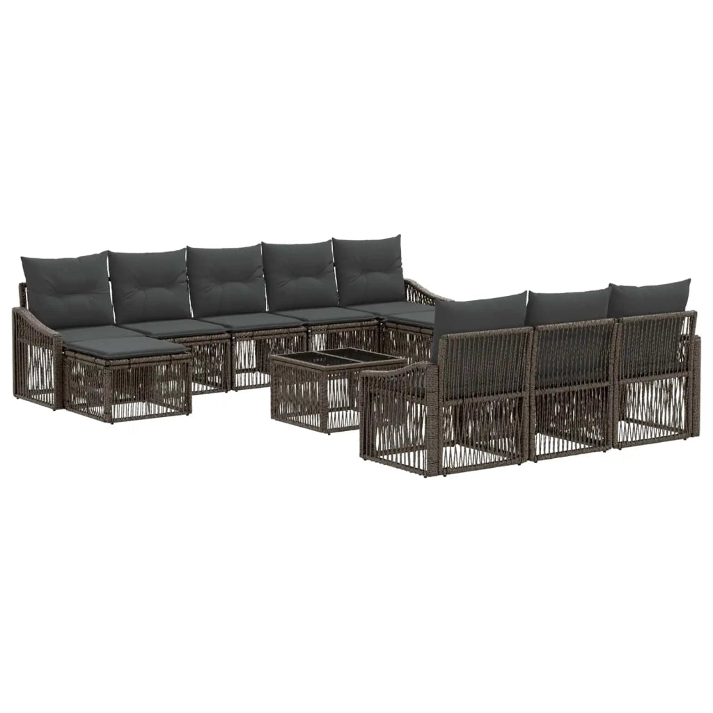 Set Divano da Giardino 11 pz Grigio polyrattan 3436142
