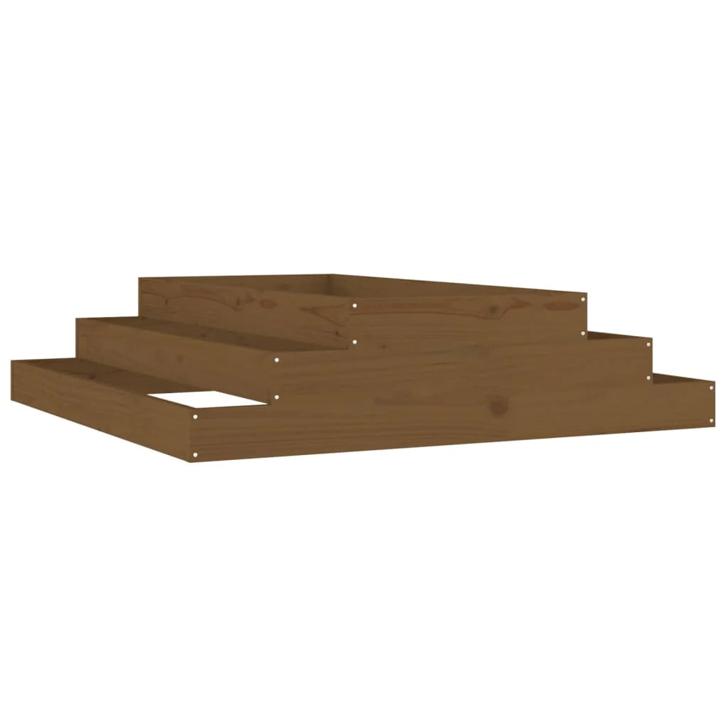 Fioriera rialzata per piante fiori terrazza giardino 110 x 110 x 27 cm legno massello di pino marrone 02_0037312
