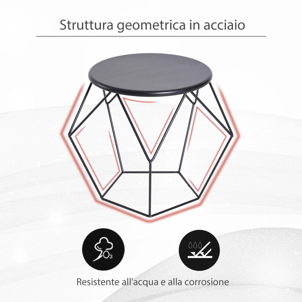 Tavolino da Caff¨¨ Salotto Design Nordico Minimalista Geometrico Ampio Piano, Acciaio, 54x54x44cm