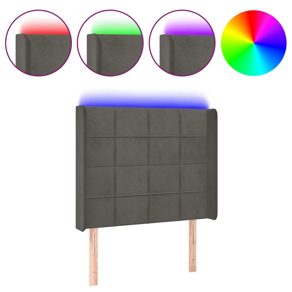 Testiera | Testata a LED Grigio Scuro 83x16x118/128 cm in Velluto