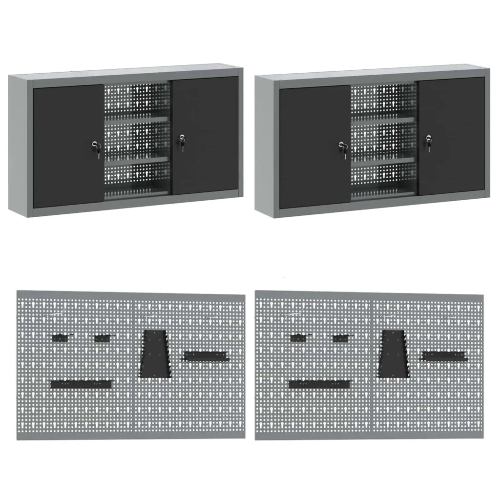 Mobile da lavoro 10 pcs Nero Legno ingegnerizzato e acciaio 3321472