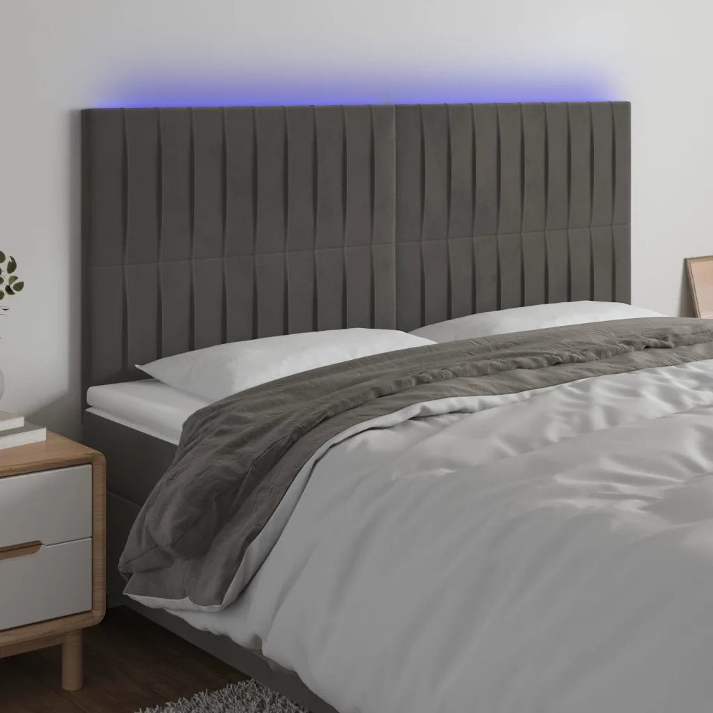 Testiera | Testata a LED GrigioScuro 180x5x118/128cm in Velluto