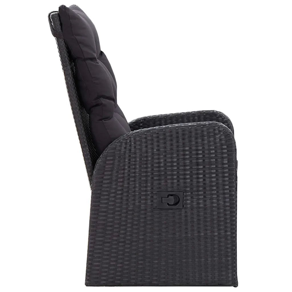 Set da Pranzo da Giardino 3 pz con Cuscini Nero 3099491