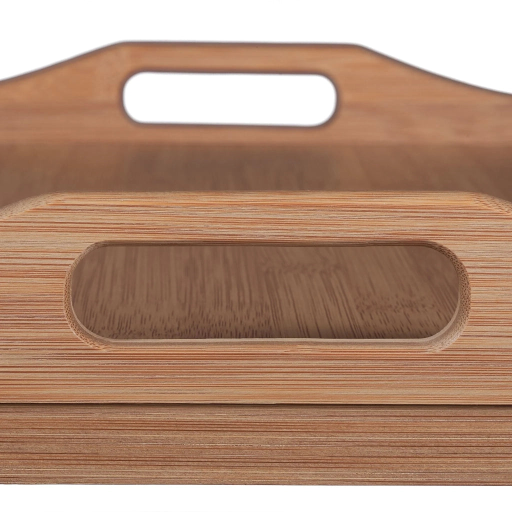 Vassoio da letto rettangolare con gambe pieghevoli 60 x 40 x 7 cm pratico per la colazione in bambù naturale 13_0011772