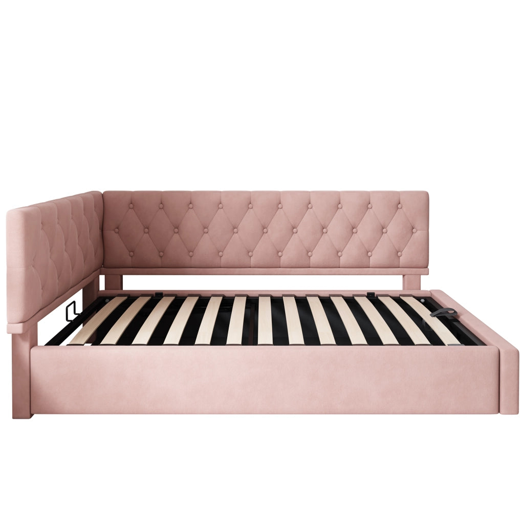 Letto singolo in velluto rosa 90x200 cm