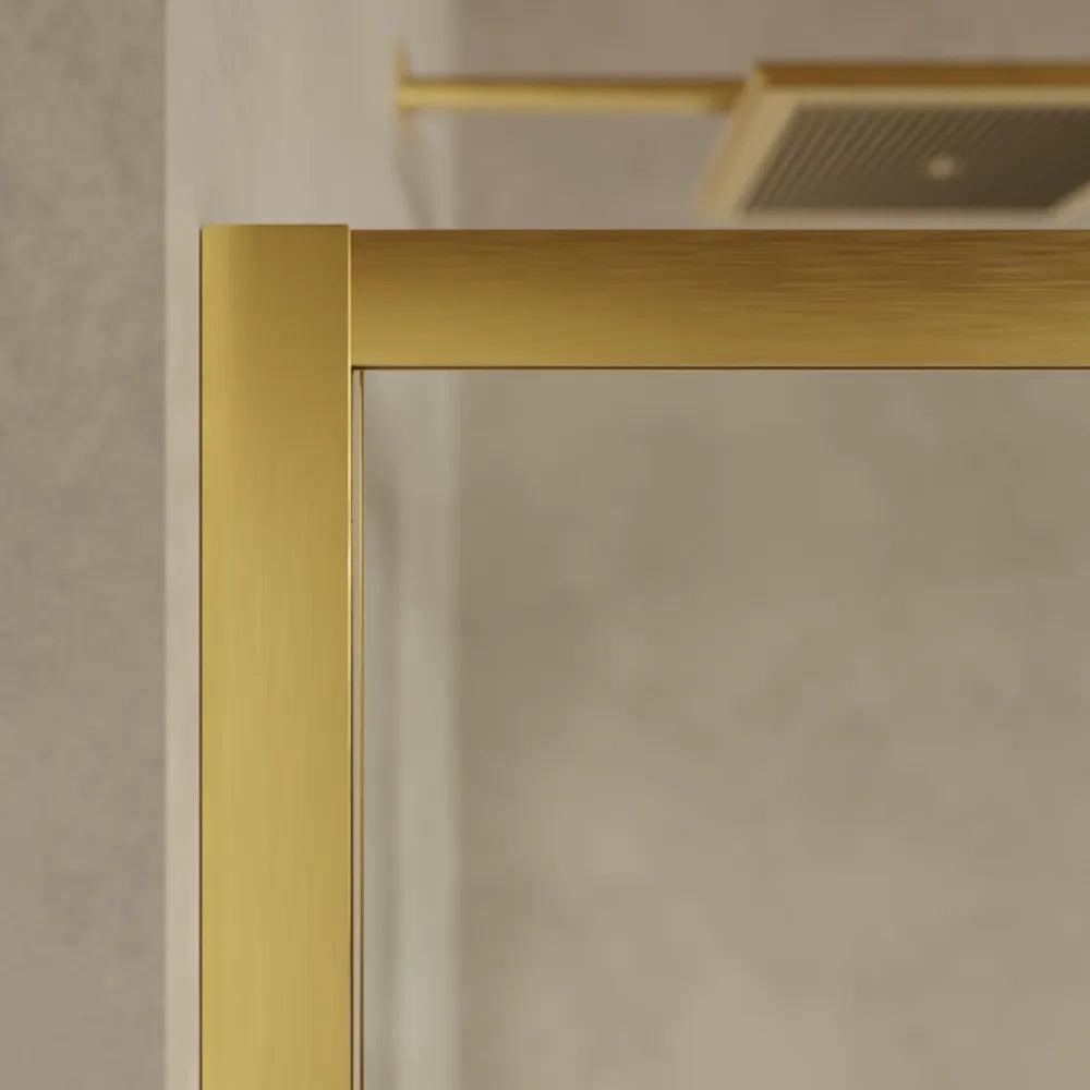 Box doccia slim 90x160cm con porta scorrevole e parete fissa profili oro spazzolato e vetro 6mm trasparente anticalcare h190| Portofino