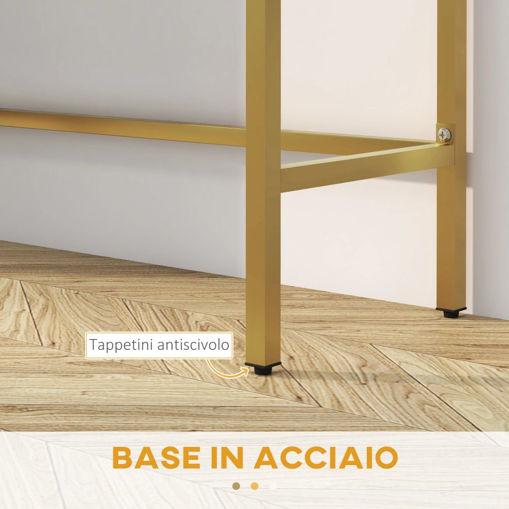 Consolle Ingresso con 2 Cassetti e Gambe Dorate ¨C Minimal ¨C Bianco 80x31.5x75cm